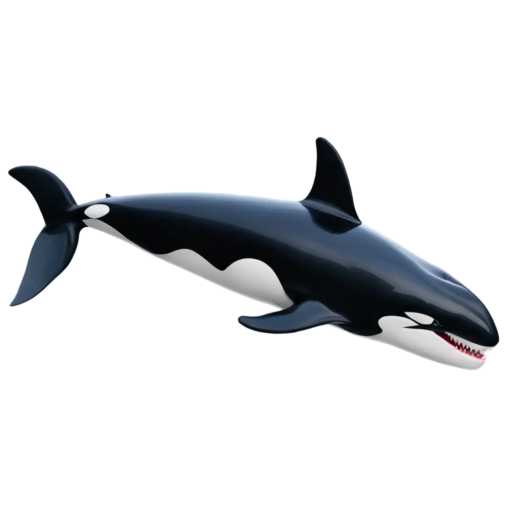 A realistic orca whale opening its mouth