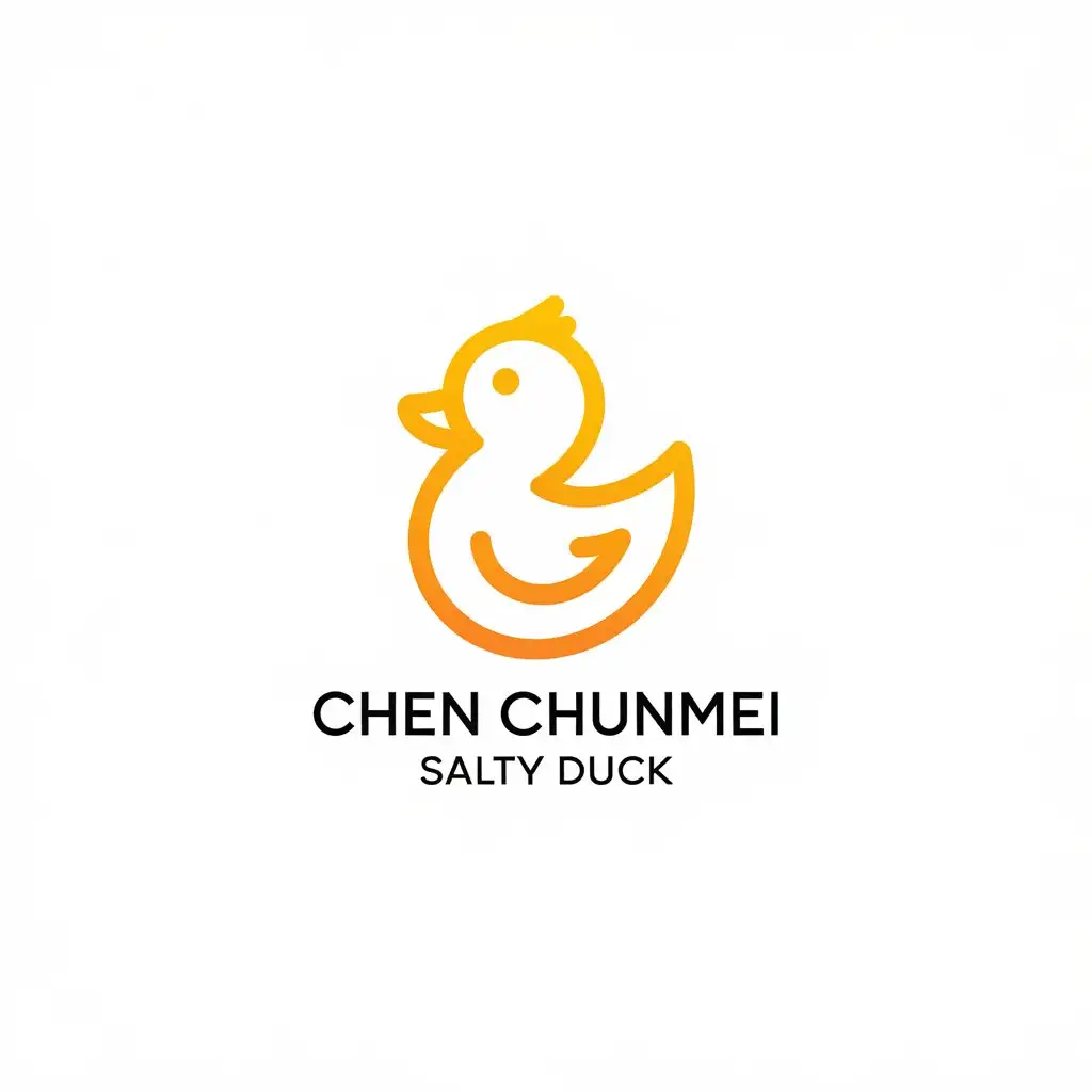 LOGO-Design-for-Chen-Chunmei-Salty-Duck-Minimalistic-Cute-Duck-Outline-in-WhiteYellow