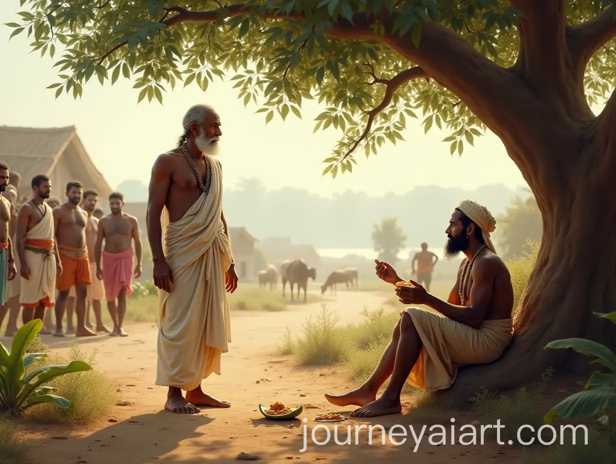 Sant-Eknath-Helping-a-Traveler-on-a-Rural-Path-in-India