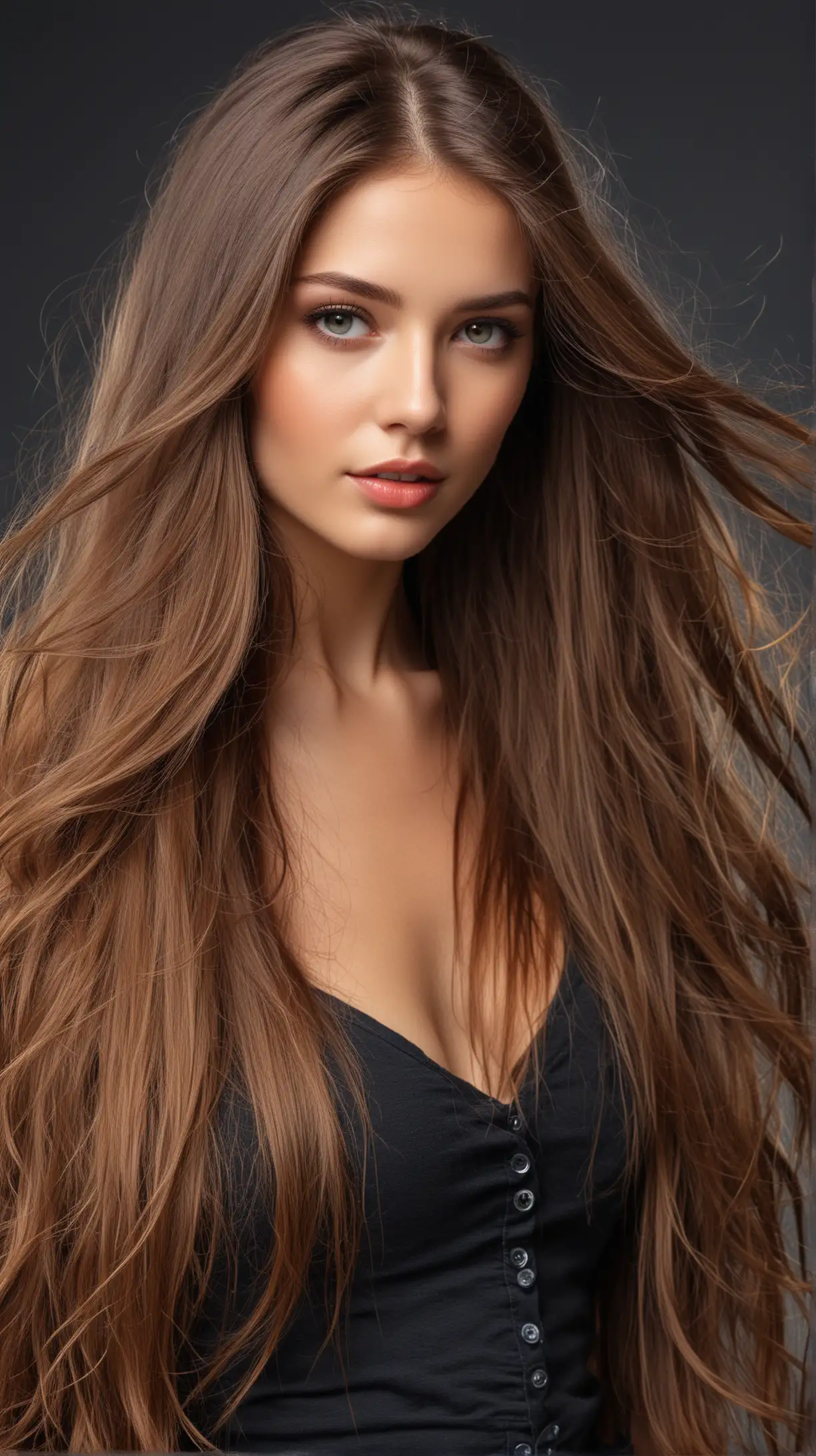 Spectacular LongHaired Model in a Beautiful Scene