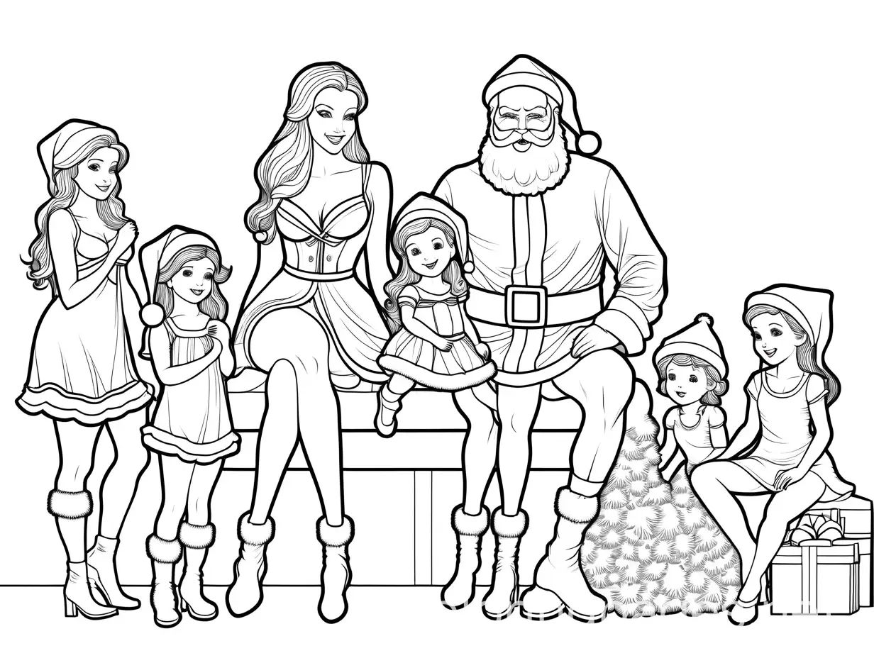 Santa-Claus-Celebrating-Christmas-with-Children-and-a-Festively-Dressed-Woman