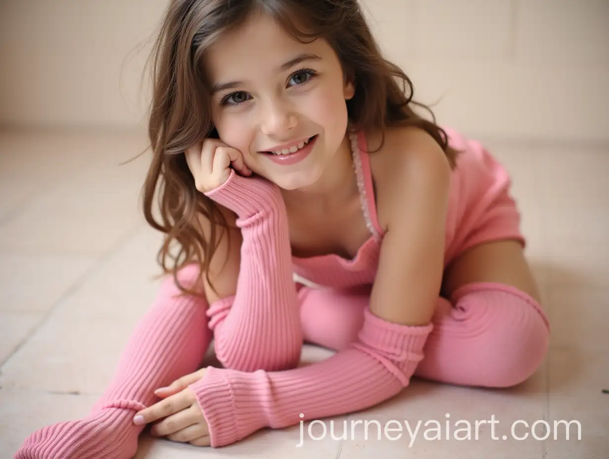 Smiling-Girl-in-Pink-ThighHigh-Socks-Lying-on-the-Ground