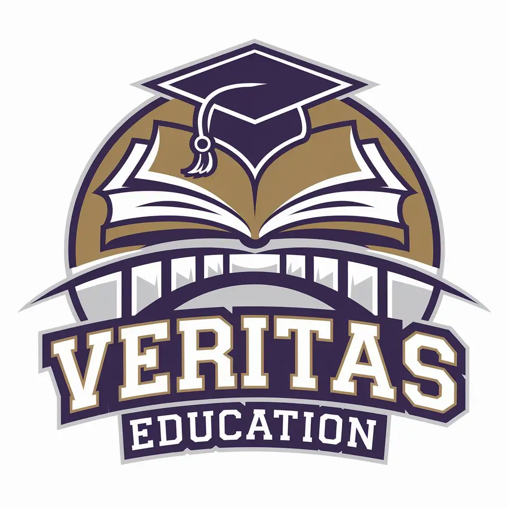 LOGO Design for Veritas Education Open Book Graduation Cap and Bridge Theme for Knowledge Achievement and Support