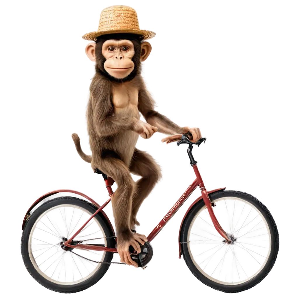 Monkey-with-a-Hat-Riding-a-Bicycle-PNG-Fun-Clear-and-Versatile-Image-Format-for-All-Uses