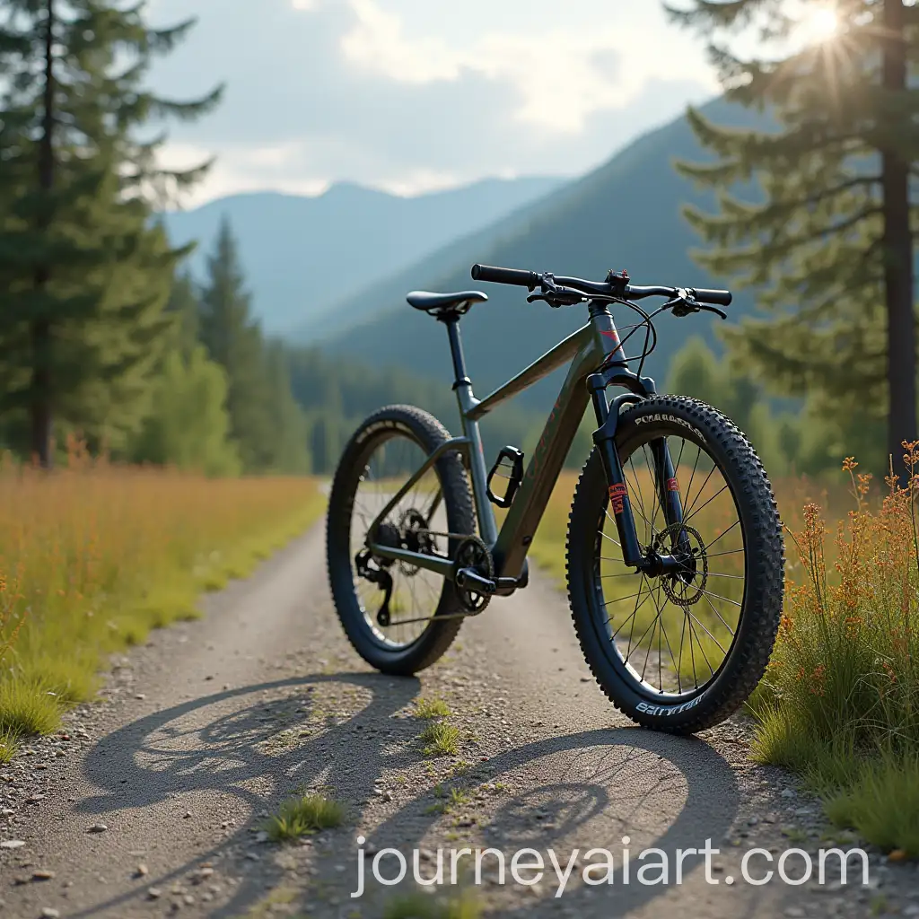 Bicycle-on-Gravel-Road-Under-Clear-Sky