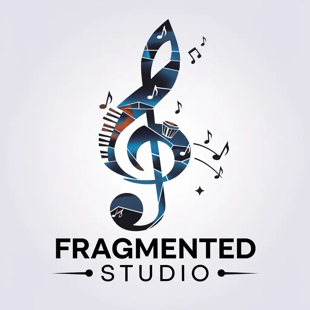 a vector logo design,with the text "fragmented studio", main symbol:notes instruments,Moderate,be used in Technology industry,clear background