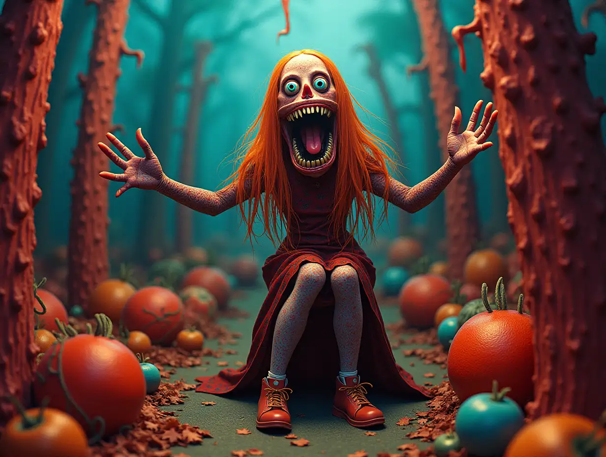 Surreal decoration artwork scary brightly colored full body