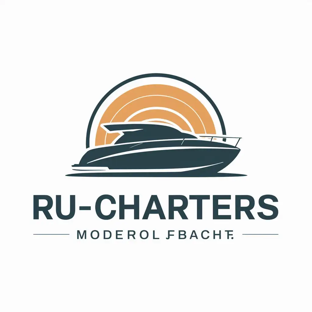 LOGO-Design-for-RUCHARTERS-Elegant-Motor-Yacht-Symbol-on-Clear-Background