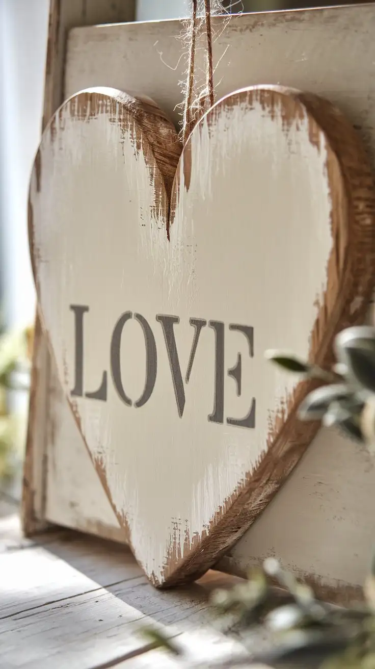 CloseUp-of-Rustic-Wooden-Heart-Painting-in-Farmhouse-Style-with-Love-Stencil