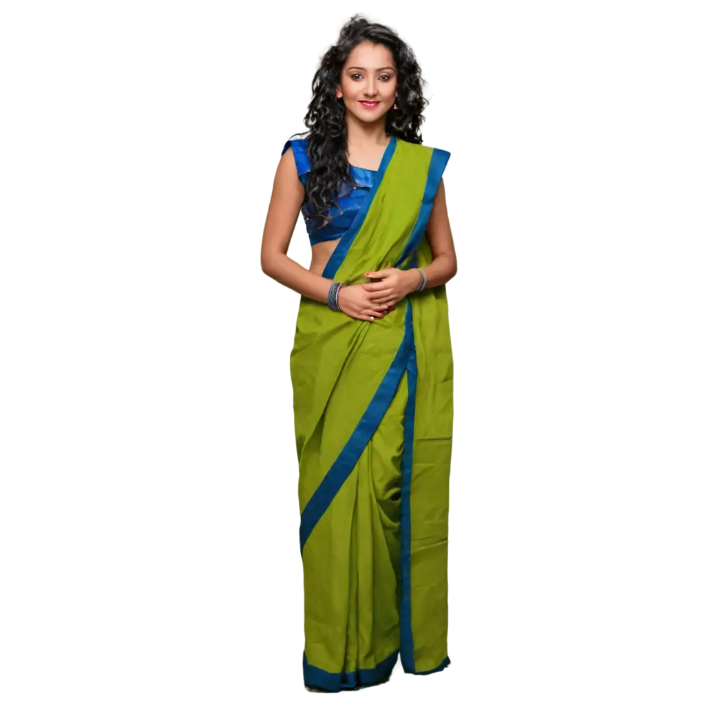 Beautiful-Girl-Wearing-Cotton-Saree-PNG-Image-for-Various-Creative-Uses