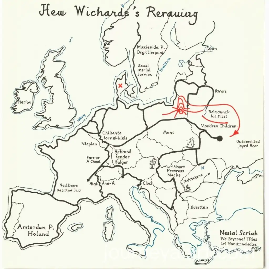 Map-and-Jesus-RequestHandDrawn-Map-of-Marion-Ps-Journey-from-Amsterdam-to-America-During-WWII