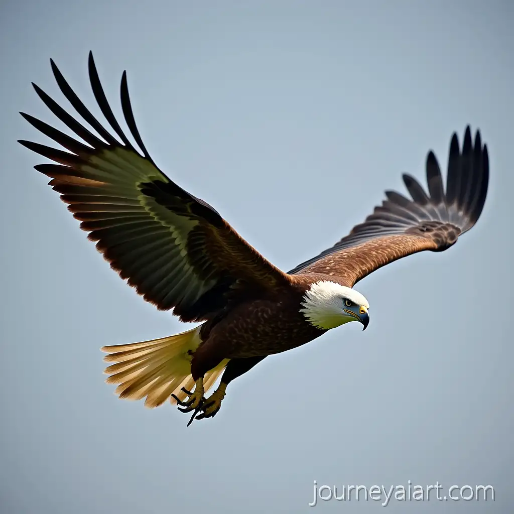 Majestic-Eagle-with-Spread-Wings-Soaring-in-Vertical-Flight
