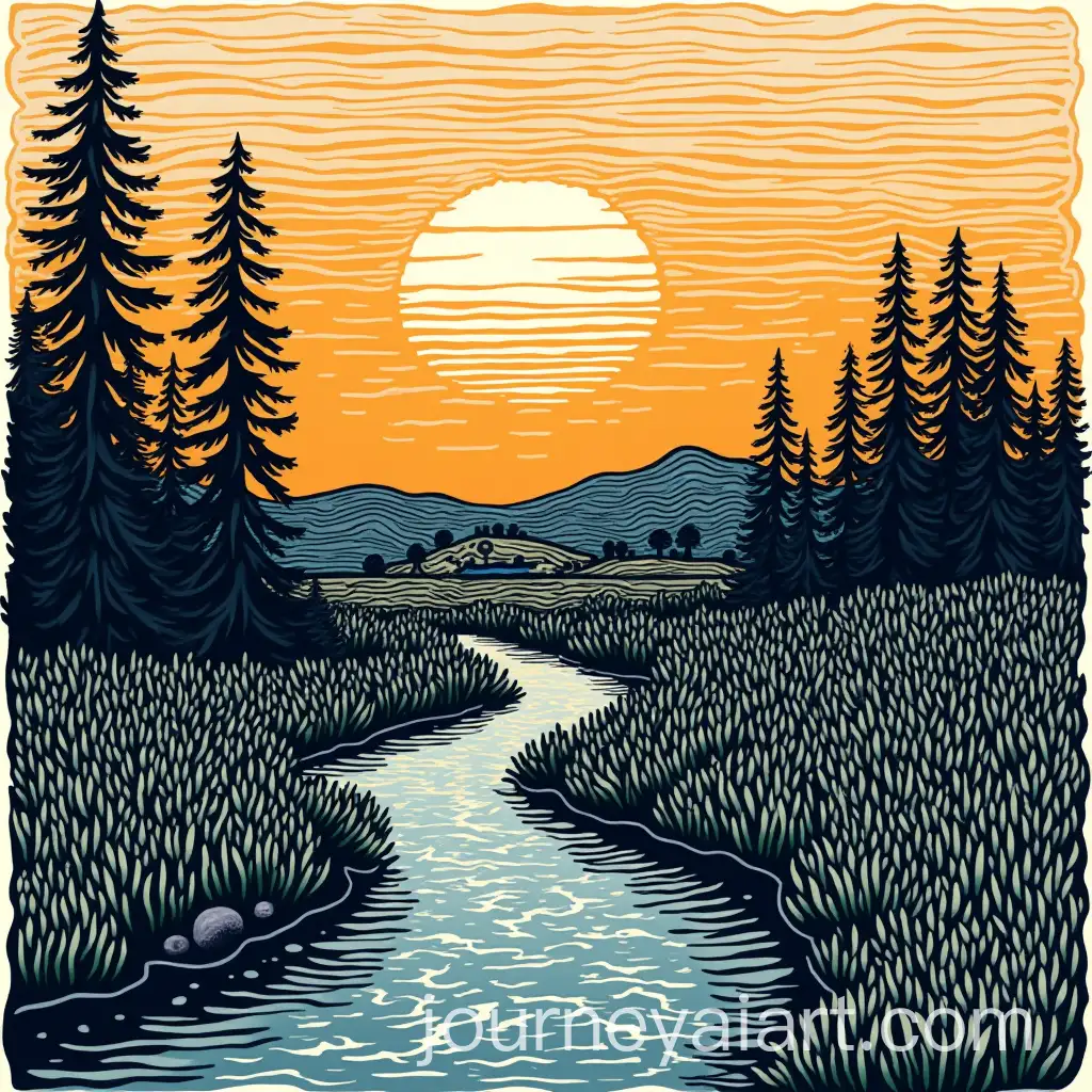 Serene-Linocut-Landscape-Artwork
