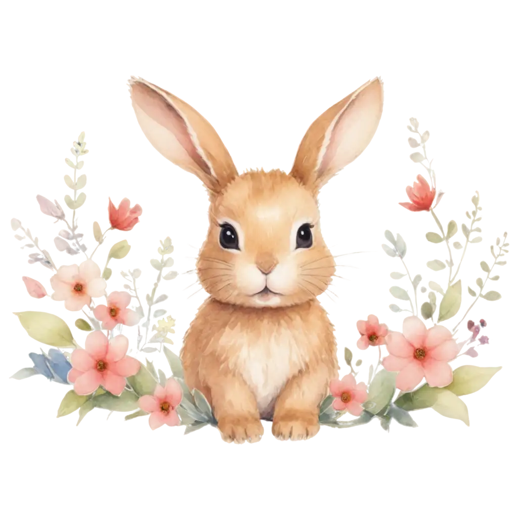 Stunning-Watercolour-Little-Bunny-with-Flowers-PNG-for-HighQuality-Image-Needs