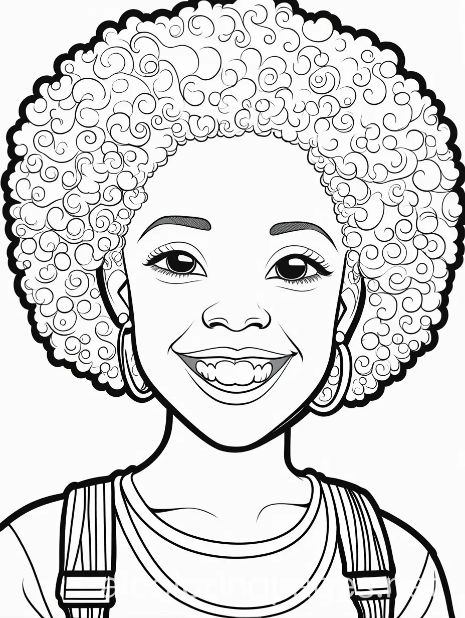 Smiling-African-American-Girl-with-Afro-Puffs-on-Simple-Coloring-Page