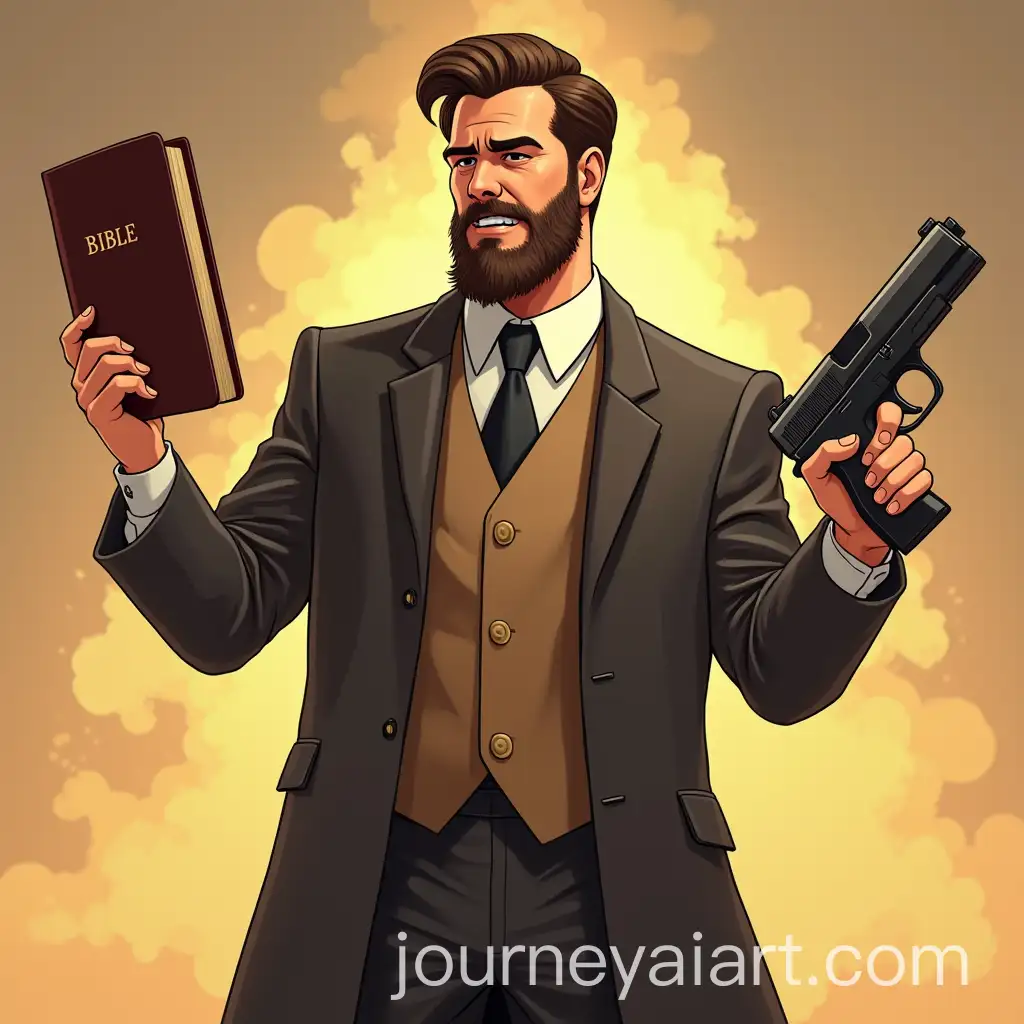Man-Holding-Bible-and-Gun-Symbolizing-Moral-Conflict