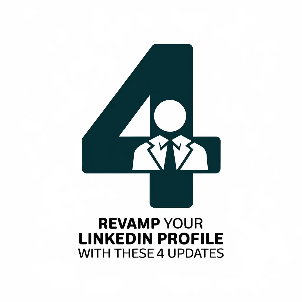 LOGO Design for Revamp Your Linkedin Profile with These 4 Updates Vector Design with Number 4 Symbol Moderate Style Clear Background