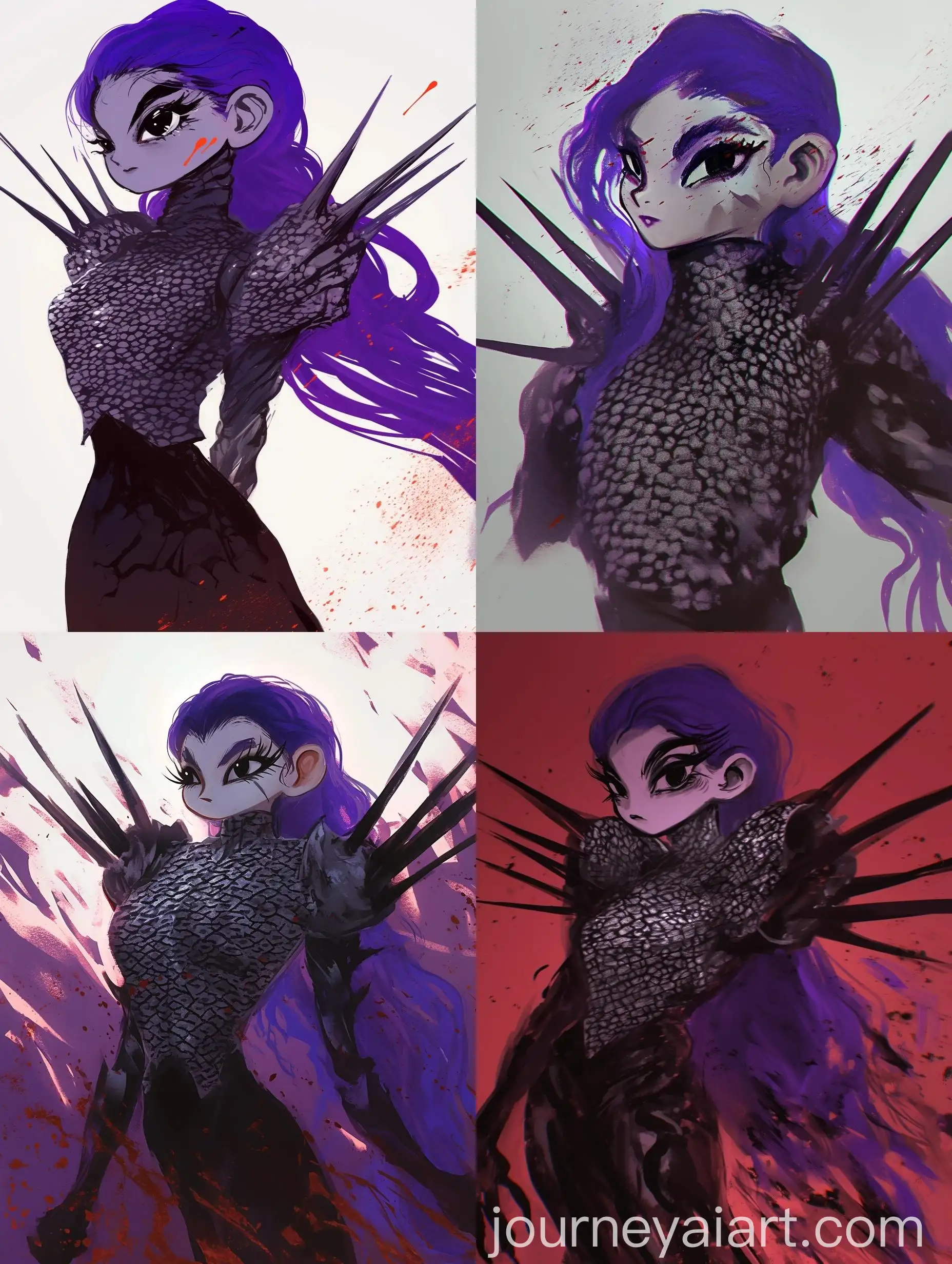 Dynamic-Gothic-Art-Long-Purple-Hair-in-Asymmetrical-Composition