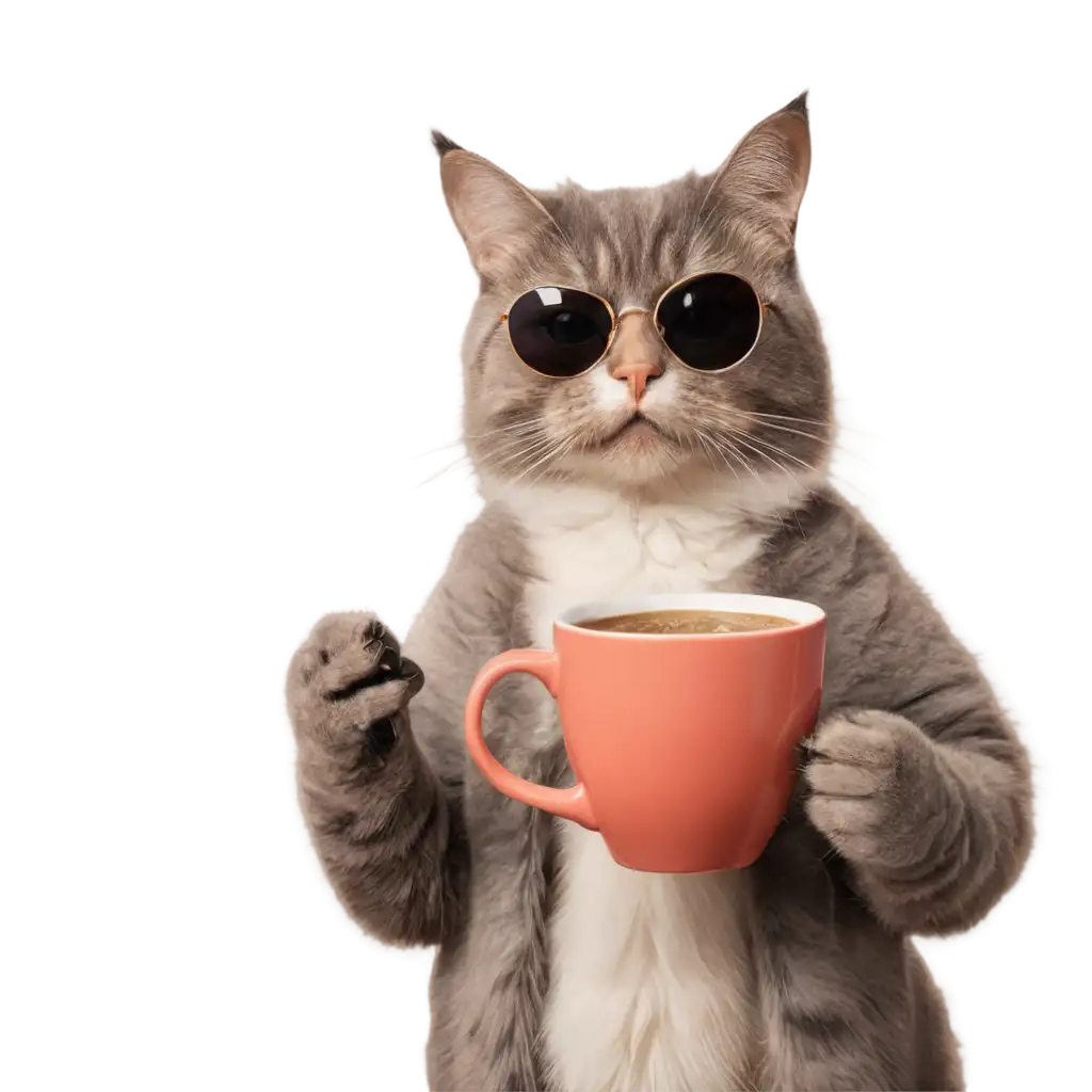 Cool-Cat-with-Sunglasses-Sipping-Coffee-from-Sunlight-PNG-Image