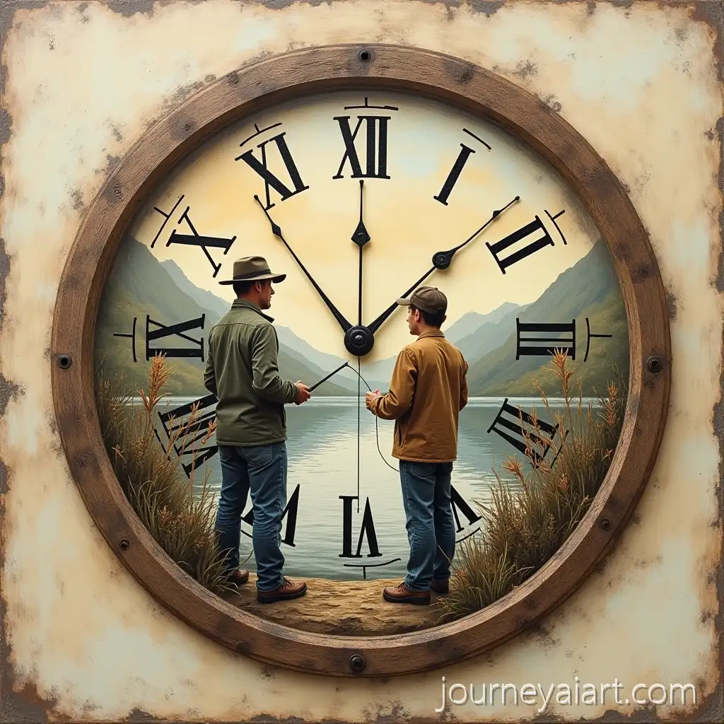 Memorial-Design-of-Father-and-Son-Fishing-Together-with-a-Clock-Symbolizing-Time