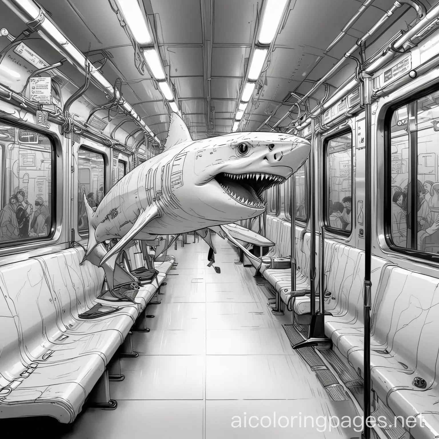 Cyberpunk-Shark-on-Subway-Coloring-Page