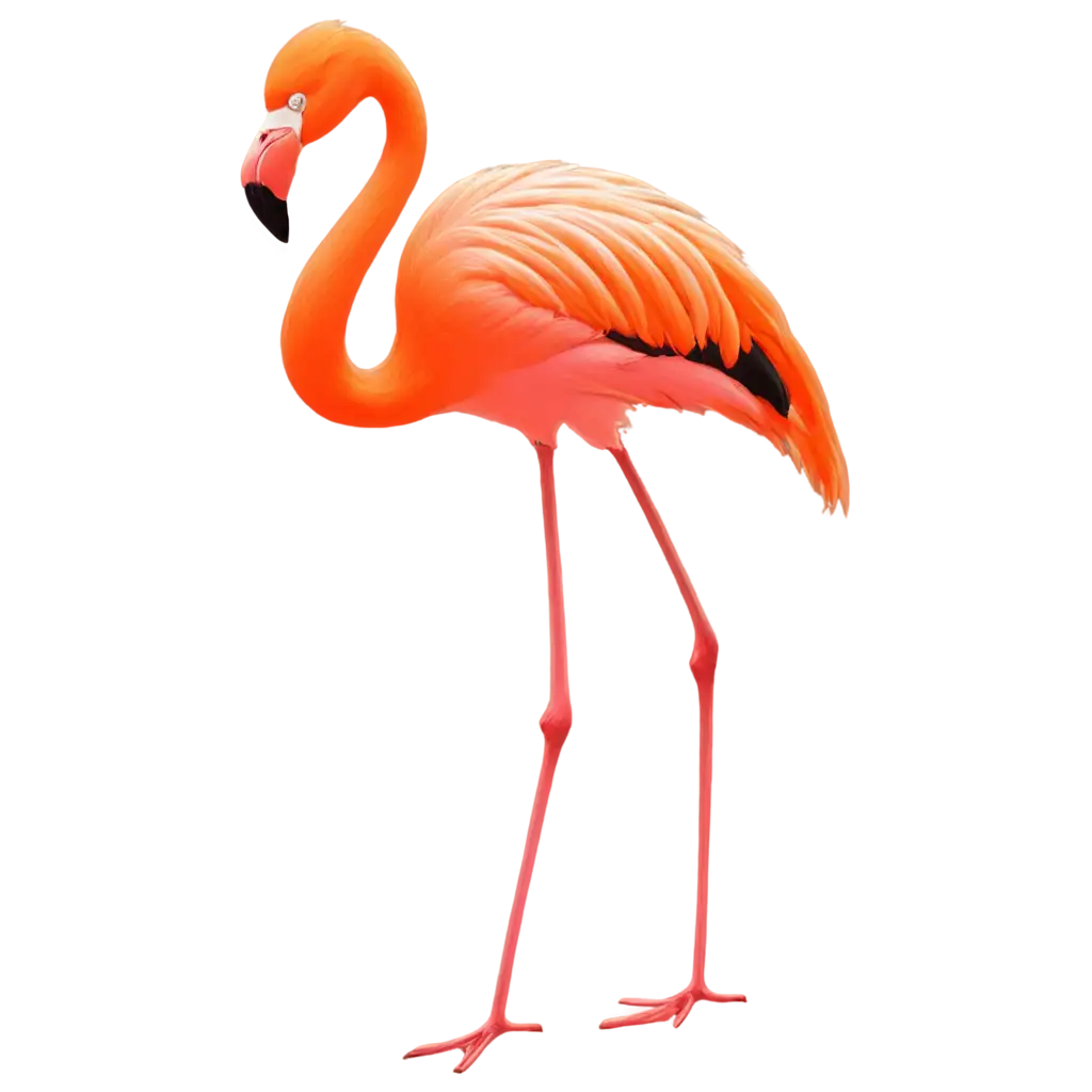 flamingo in orange color in cartoon