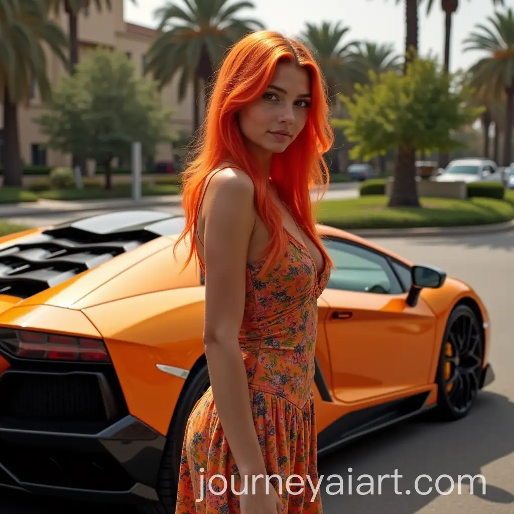 Beautiful-Girl-with-RedOrange-Hair-Next-to-a-Lamborghini