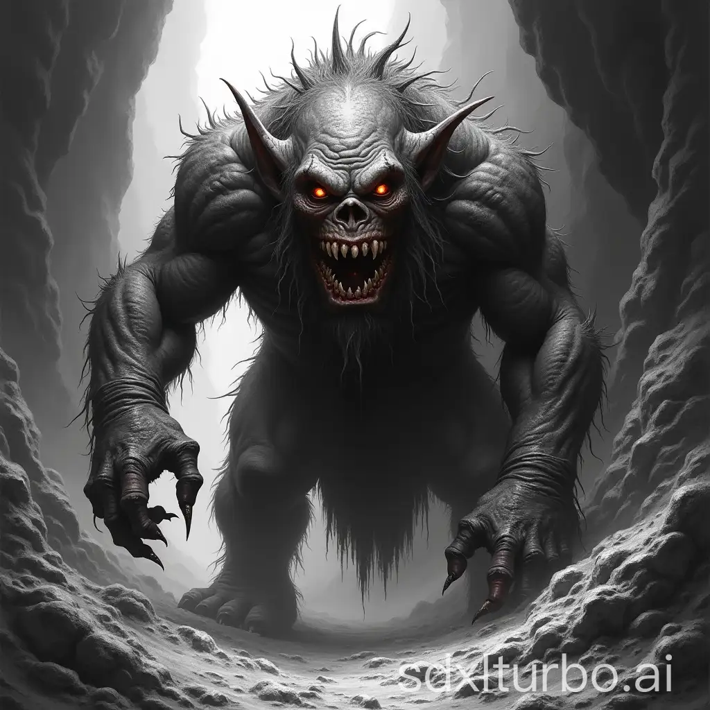 Wretched-Subterranean-Trolls-Dark-Fantasy-Art-in-Black-White