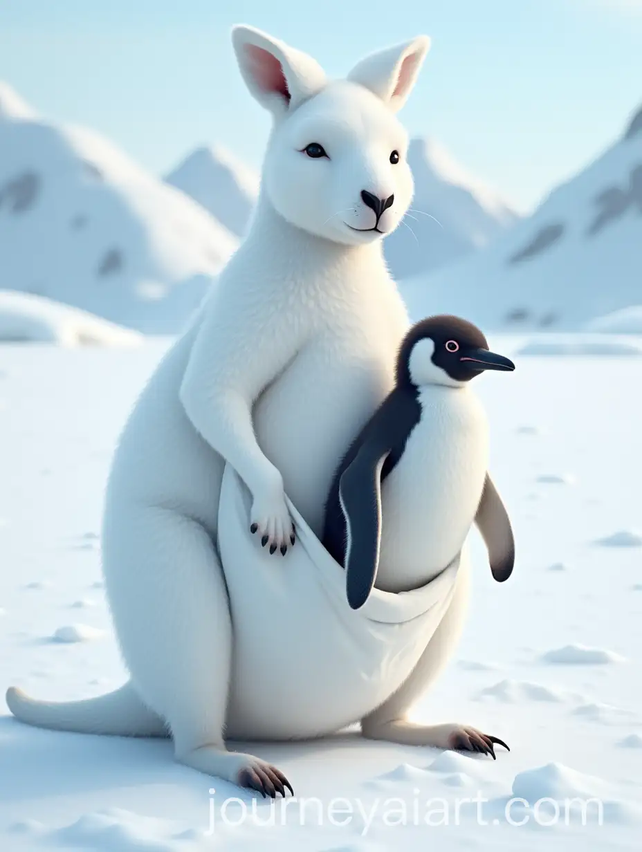 Antarctic-Kangaroo-with-Baby-Penguin-in-Pouch