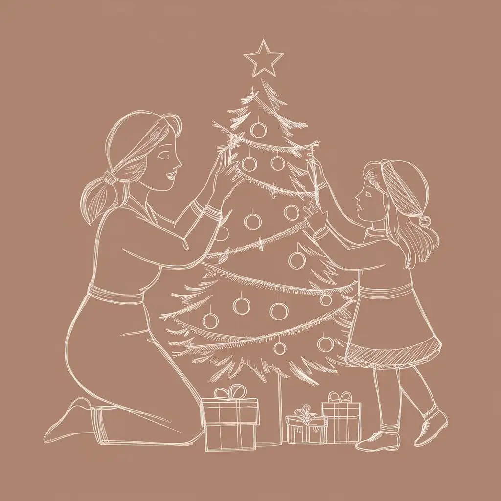 Mother and Daughter Decorating Christmas Tree Together Heartwarming Family Tradition