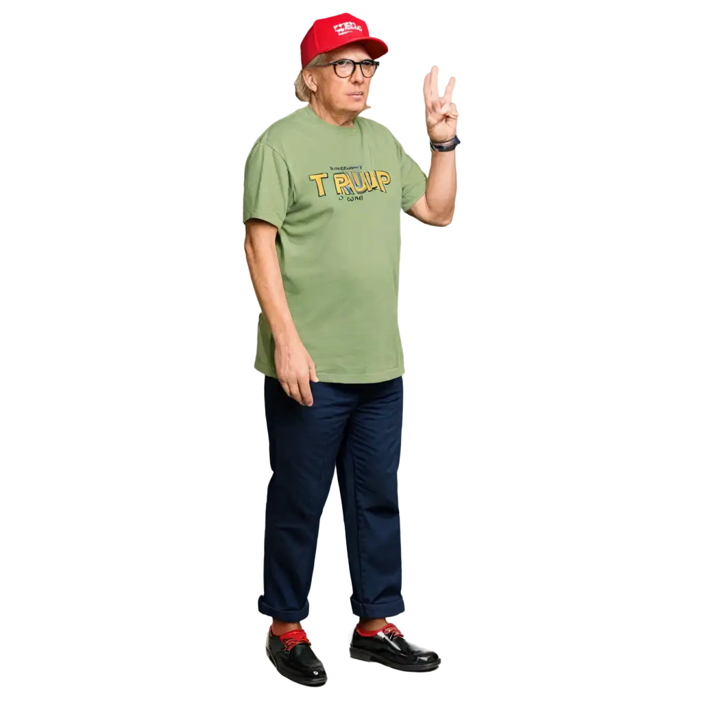 Unique-PNG-Image-Donald-Trump-in-Disney-Shirt-Hat-Glasses-and-Duck-Feet-Shoes