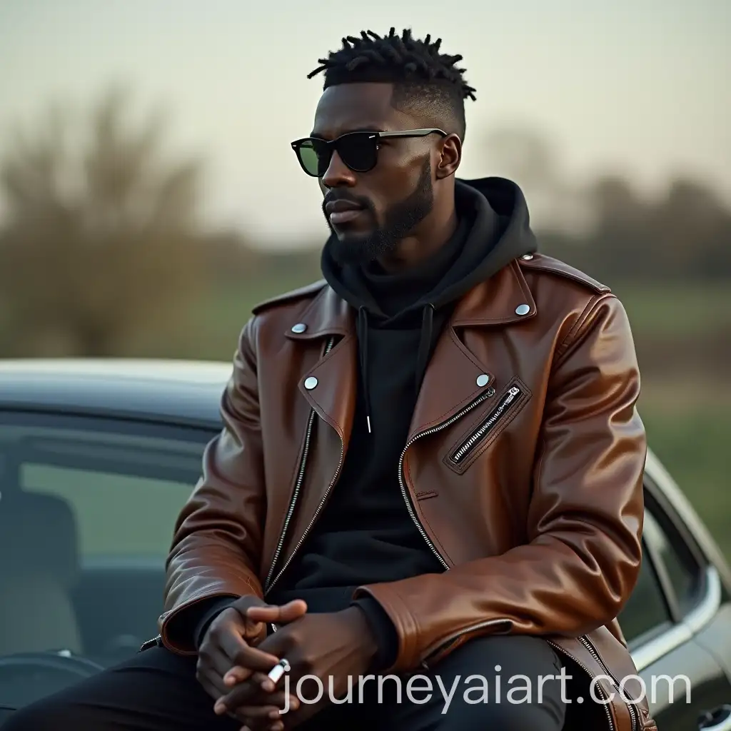 Stylish-Ethiopian-Man-Leaning-on-Car-with-Cigarette