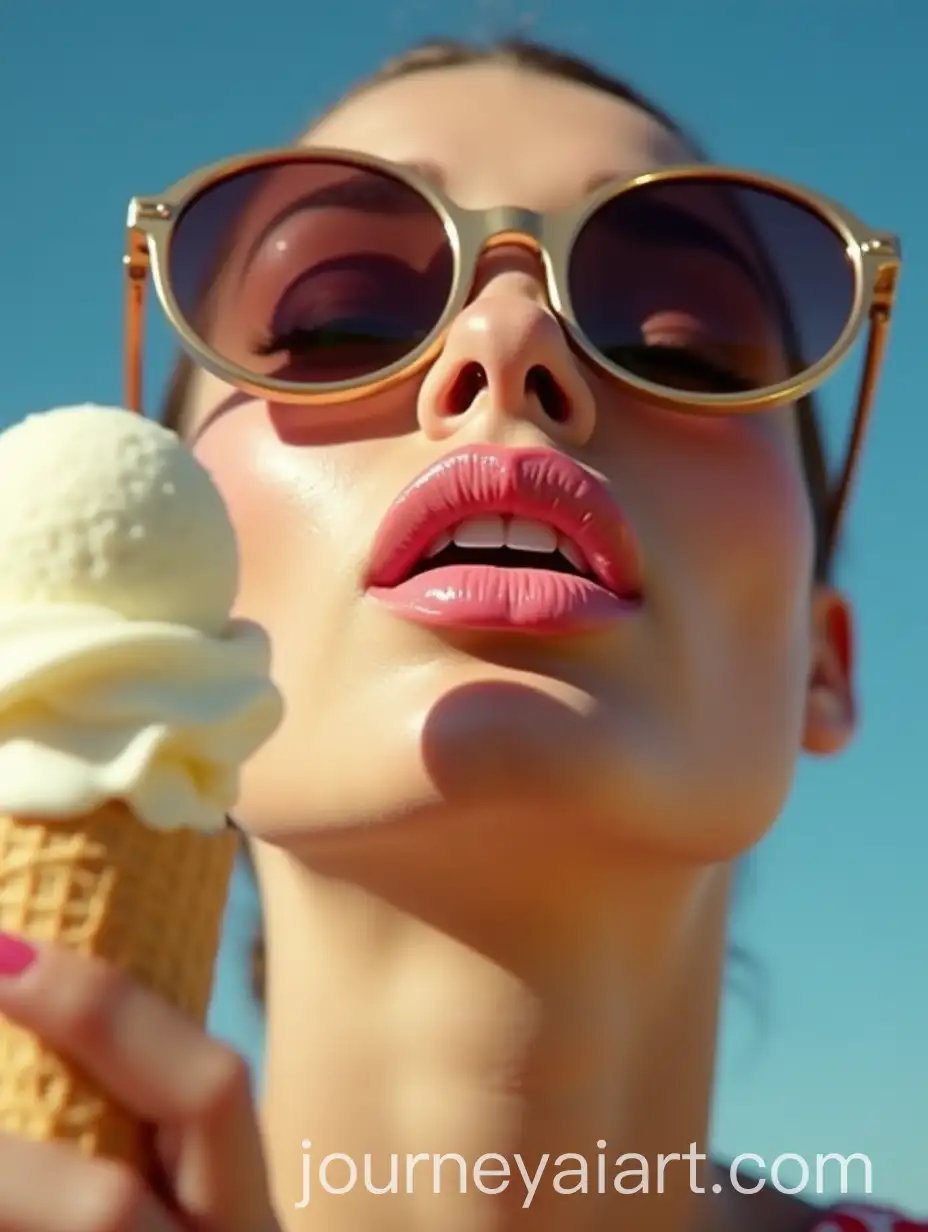 Glamorous-Woman-Enjoying-Vanilla-Ice-Cream-in-High-Fashion-Style