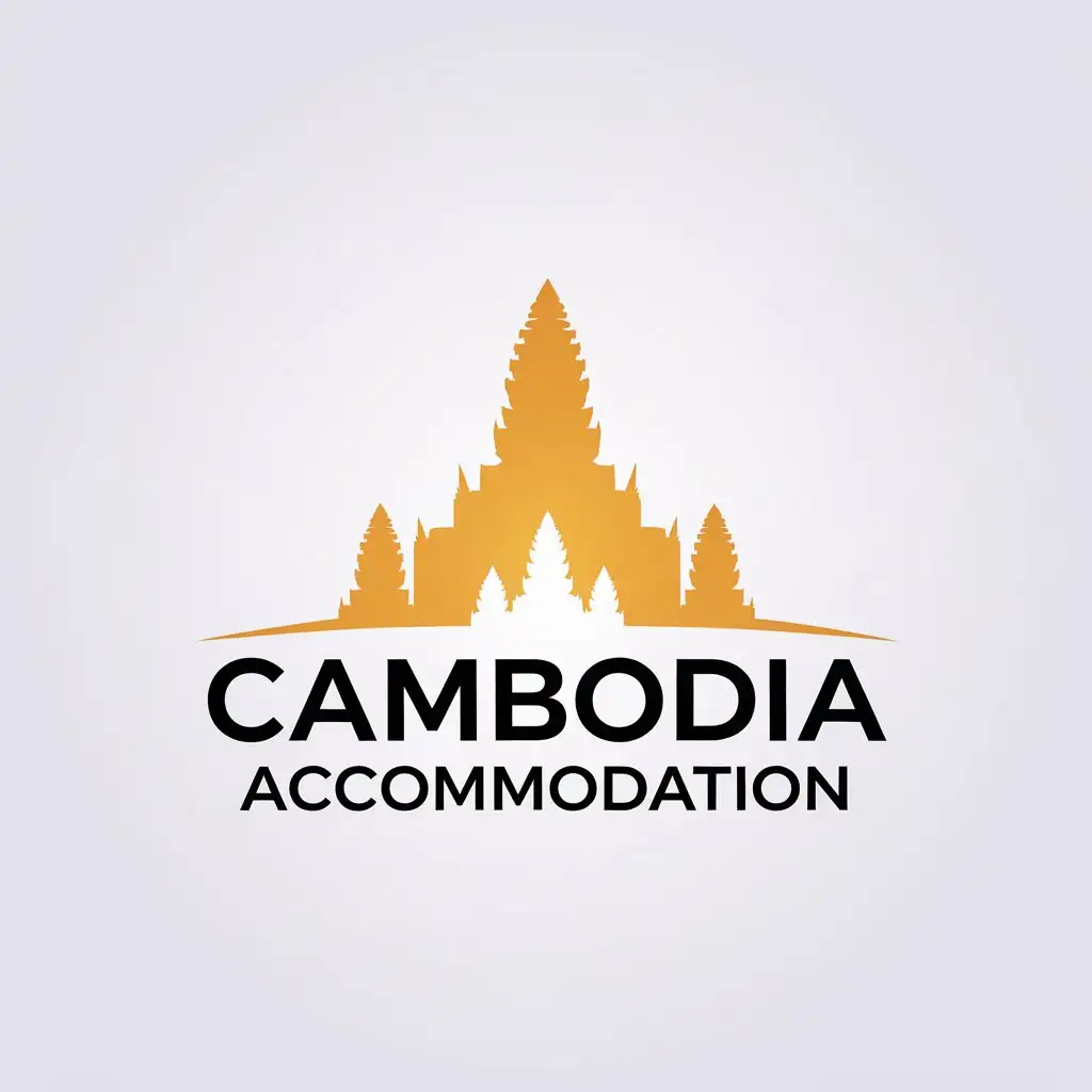 LOGO Design for Cambodia Accommodation Minimalistic Travel Symbol with Clear Background