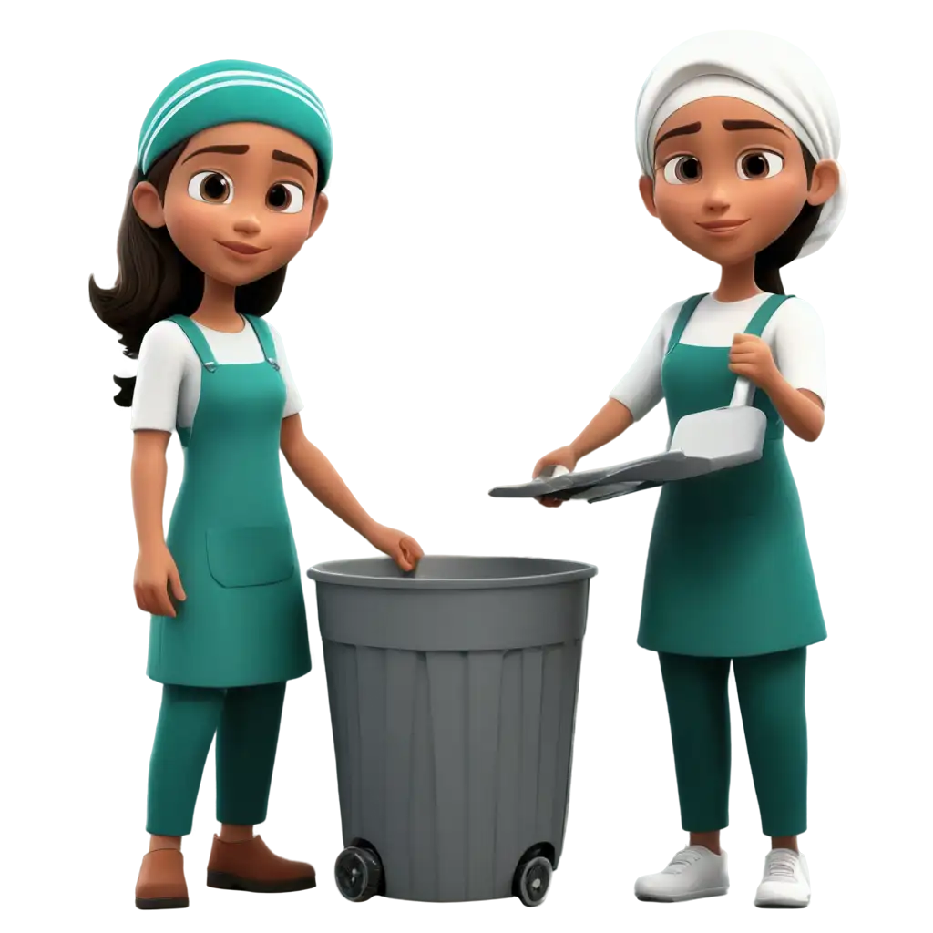 Animated-Cartoon-PNG-Image-of-a-MuslimMuslimah-Waste-Worker-for-Diverse-Applications