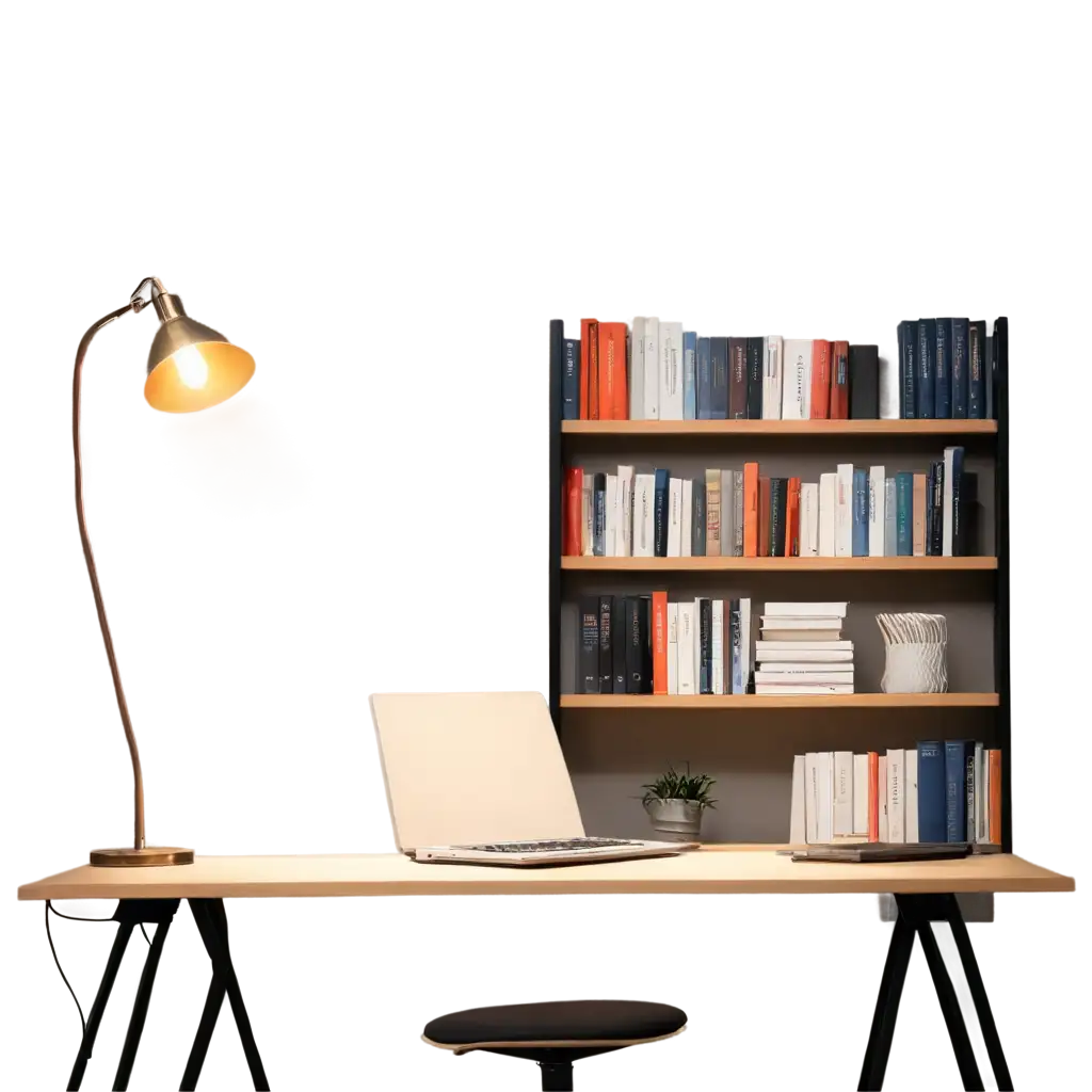 Time-Management-PNG-Image-with-Study-Lamp-and-Bookshelf-Calm-and-Dedication-Atmosphere