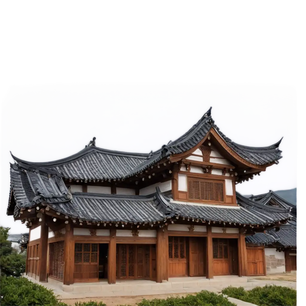 Long-Roof-Hanok-Building-PNG-Image-for-Traditional-Korean-Architecture-Representation