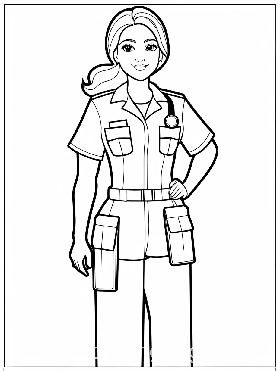 Paramedic-Woman-Coloring-Page-Line-Art-Simplicity