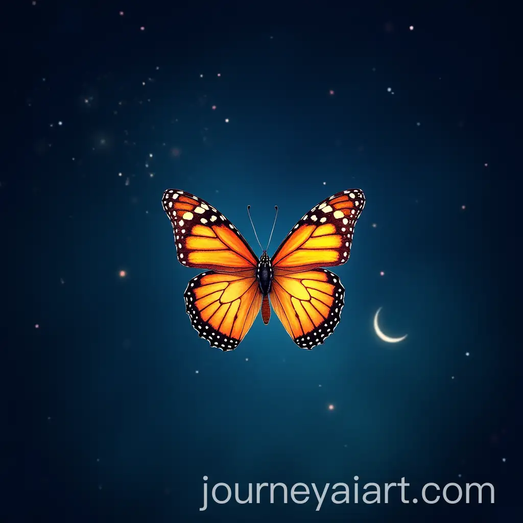 Butterfly-Gliding-Under-a-Starry-Night-Sky