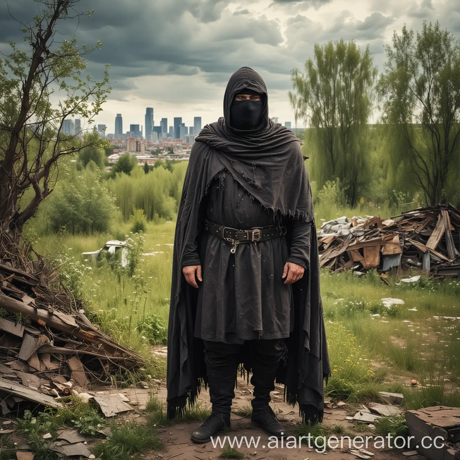 Elderly-Man-in-Tattered-Cloak-amidst-Ruined-Cityscape