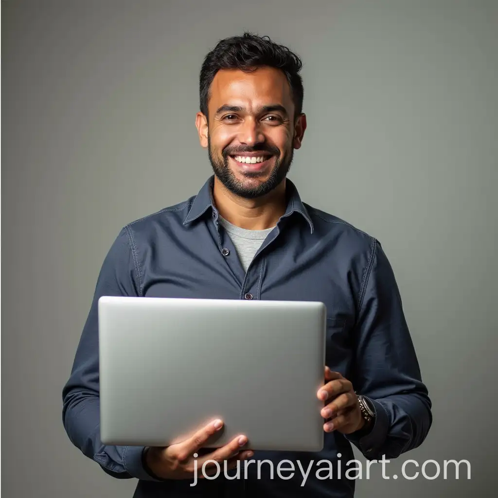 Young-ManAI-Image-Prompt-Expansion-Holding-a-Laptop-in-Indoor-Environment