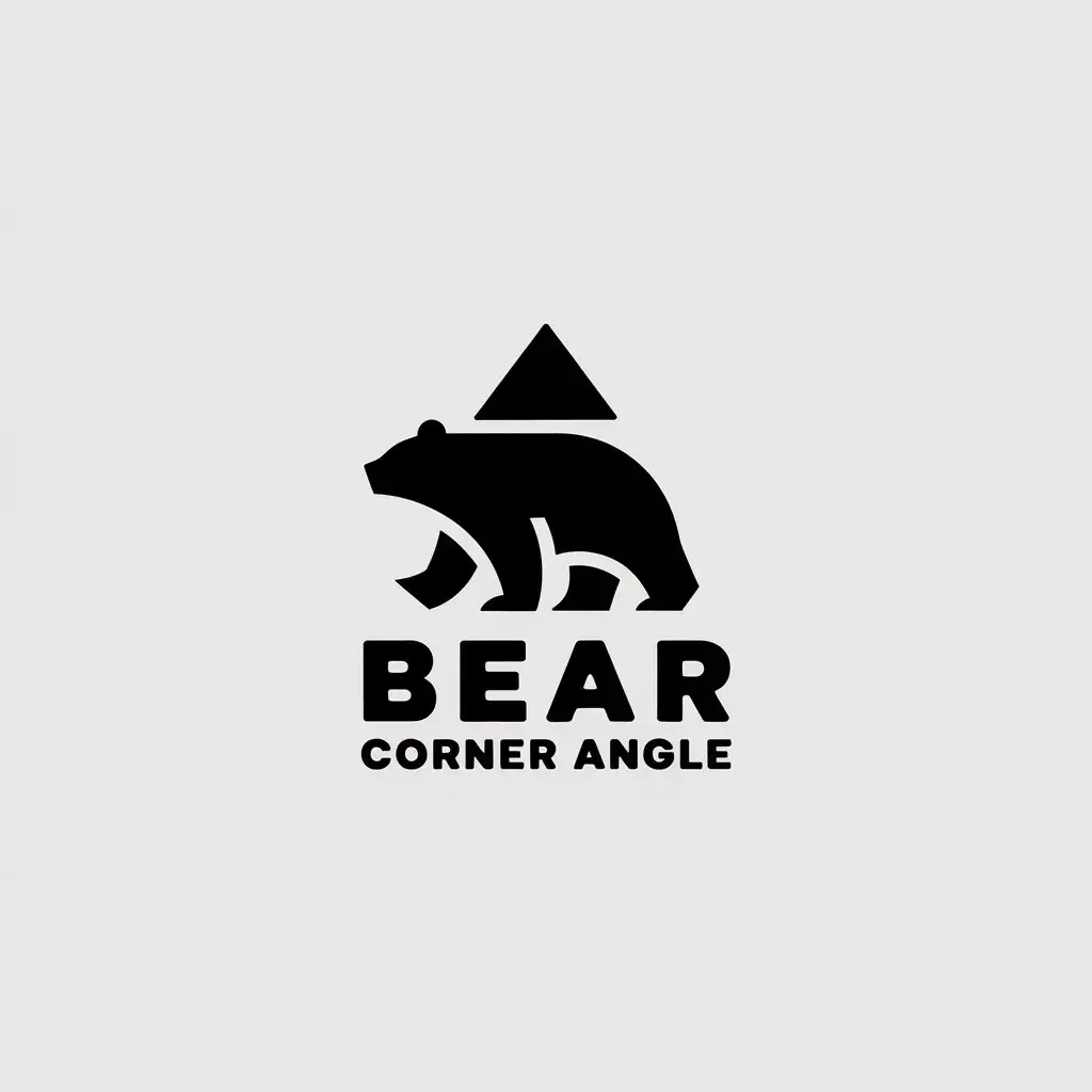 LOGO Design for Bear Corner Angle Minimalistic Bear and Triangle Symbol