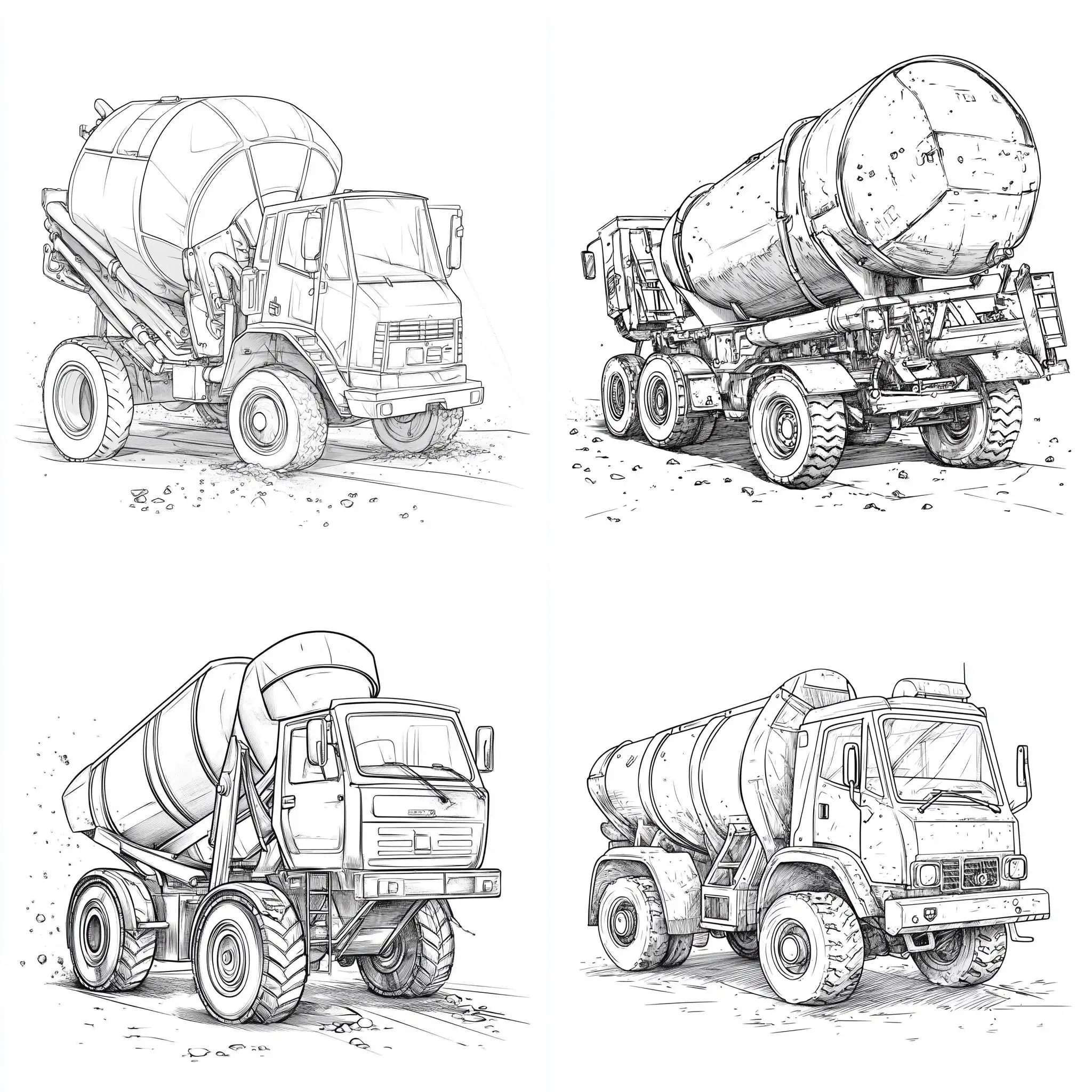 Coloring-Book-Vector-Art-Construction-Site-Concrete-Mixer