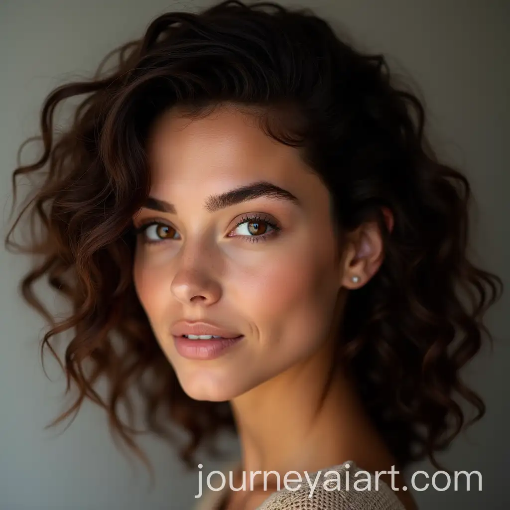 Young-Woman-with-Curly-Dark-Brown-Hair-and-Hazel-EyesAI-Image-Prompt-Expansion-Portrait