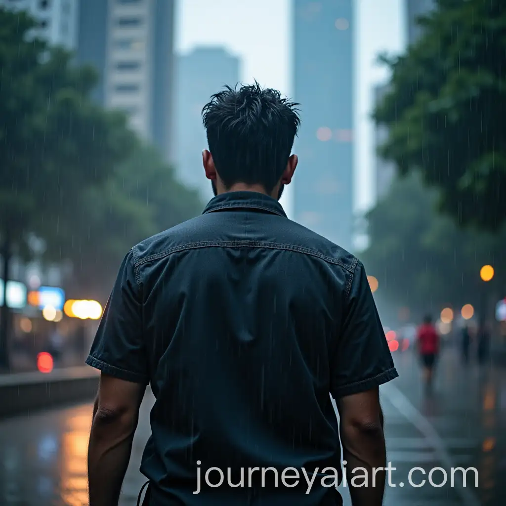 Man-Wearing-Casual-Shirt-in-Front-of-Vortex-Rain-in-Singapore
