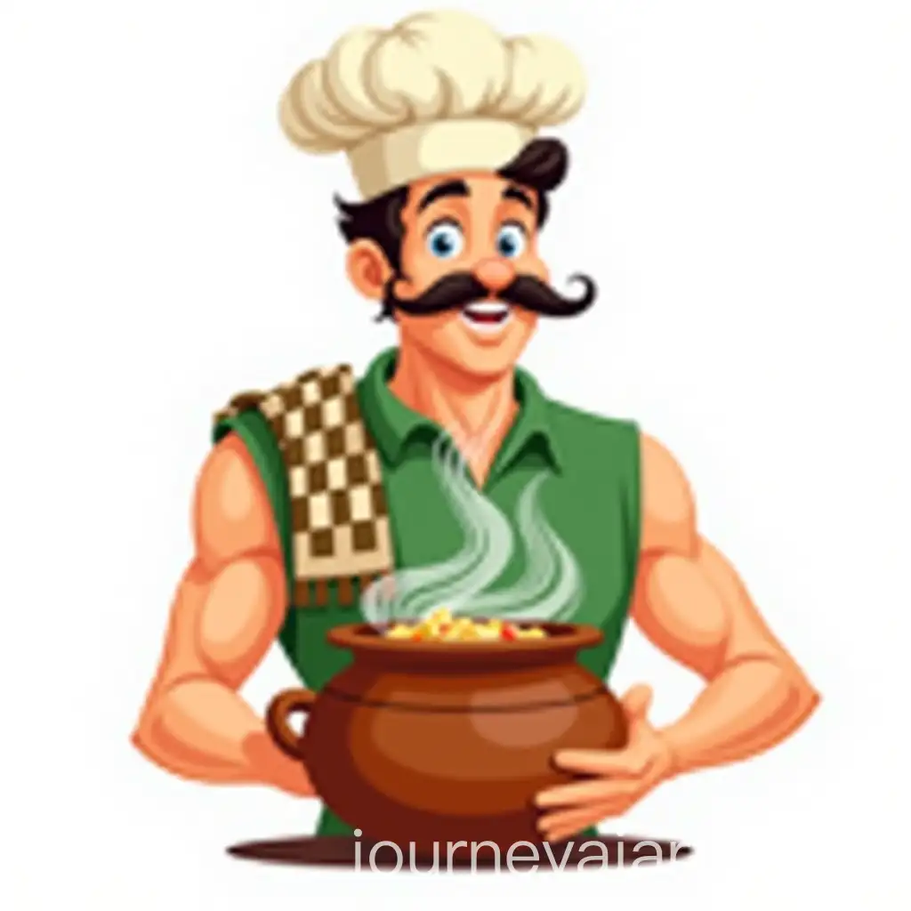 Cheerful-CartoonAI-Image-Prompt-Expansion-Chef-Cooking-in-a-Traditional-Clay-Pot