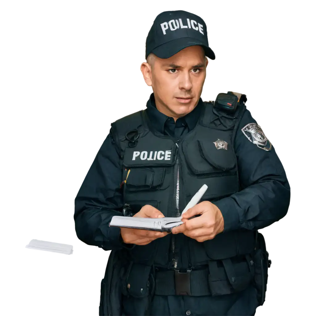 Police officer takes notes