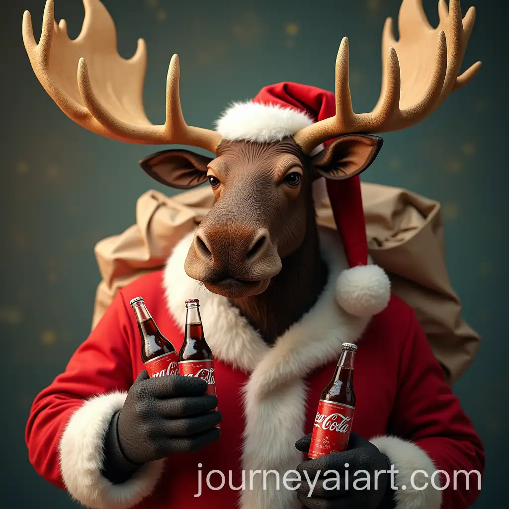 Humanoid-Moose-in-Santa-Suit-Enjoying-Cola-Against-New-Year-Background