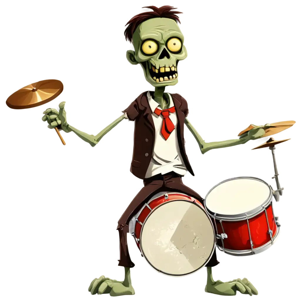 Cartoon-Zombie-Playing-Drum-HighQuality-PNG-for-Creative-Projects