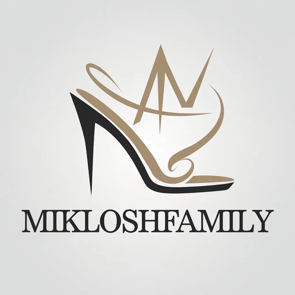 a vector logo design,with the text "Mikloshfamily", main symbol:High heels,Moderate,clear background